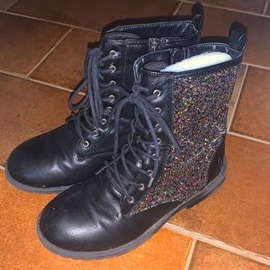 Sam Edelman LaceUp Glitter Girls combat boot sz 3
